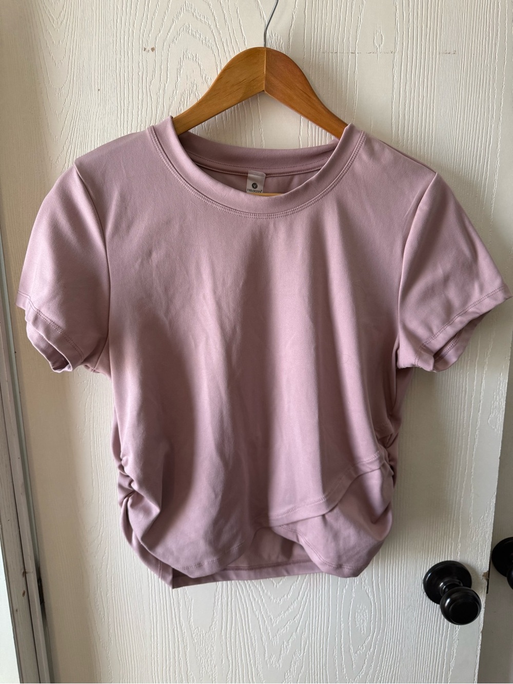 Velocity Short Sleeve Crewneck Top in Light Mauve